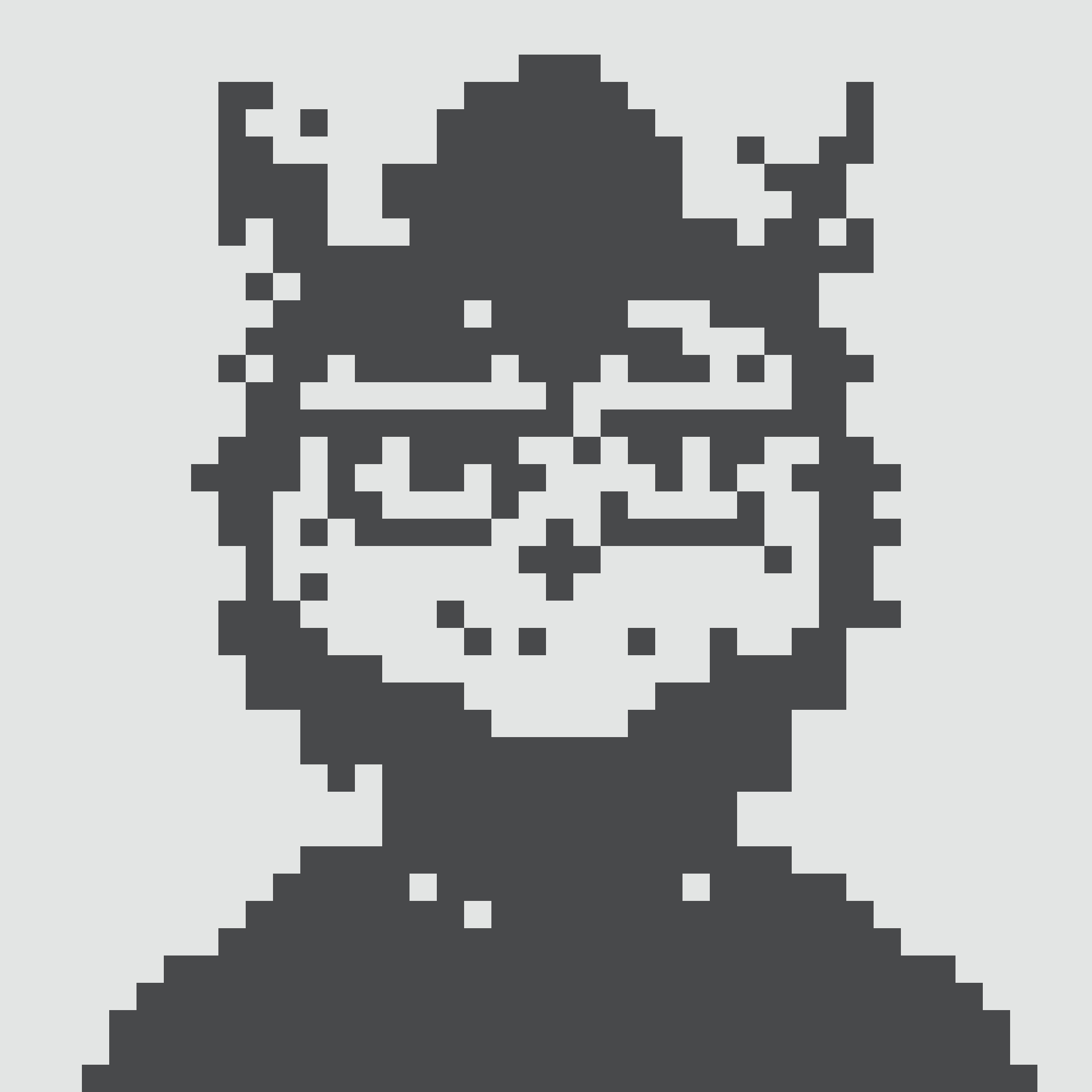 Normie #1507 by Serc: a pixel-art portrait in dark grey on light grey, wild spiky hair, a beard and broad shoulders